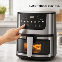 Friteuse à air électrique antiadhésive 7L, nettoyage facile, panier compatible lave-vaisselle, écran tactile, 8 programmes prédéfinis, acier inoxydable, sans huile, économe en énergie