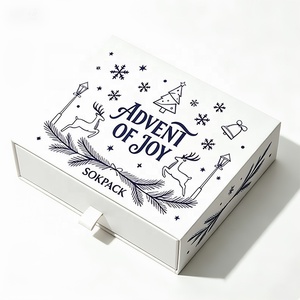 Caja de Regalo de Calendario de Adviento Navideño de 24 Días con Impresión Personalizada, Caja Rígida con Cajón Deslizante para Cuenta Regresiva de Navidad, para Productos de Belleza y Cuidado de la Piel - Product Image 4