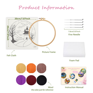 Para CHENISTORY Halloween DIY aguja de lana fieltro paisaje bordado Kit <span class=keywords><strong>pintura</strong></span> hecha a mano <span class=keywords><strong>con</strong></span> soporte de lienzo - Product Image 3