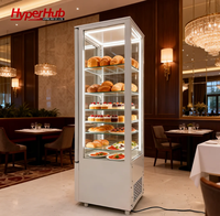 Réfrigérateur autoportant à porte vitrée trempée à 360 degrés, prix direct usine, pour buffet, présentation de snacks et gâteaux, avec éclairage LED