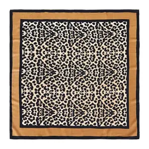 Leopard Schal Wolle Custom Digitaldruck 25% Seide 75% Wolle Schal für Frauen