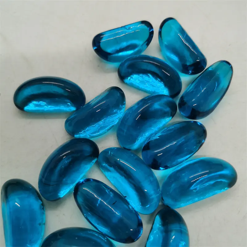 Pierre de verre bleu coloré galet opaque multicolore gravier galet perle cailloux de verre transparent perles en vrac pour piscine
