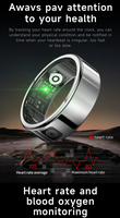 Anillo Inteligente SR08 de Acero Inoxidable, Control por Aplicación, Monitor de Actividad Física, Monitor de Sueño, Pantalla LED, Batería de 5-10 Días, Resistente al Agua 5 ATM, Monitor de Sueño