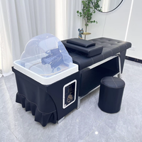 Chaise de massage professionnelle de luxe pour le lavage des cheveux lit à shampooing tête de spa thérapie par l'eau lit à shampooing noir avec vapeur
