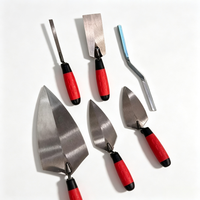 Ensemble de 6 truelles de maçonnerie de qualité industrielle professionnelle en acier inoxydable, kit de truelles à jointer les briques, poignée ergonomique à prise souple