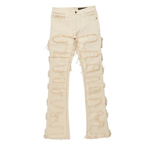 Nueva Llegada, Precio al por Mayor, Logotipo Personalizado, Jeans de Hombre a la Moda, Casuales, Verdes, con Diseño Super Stacked Flare, Negros - Product Image 5