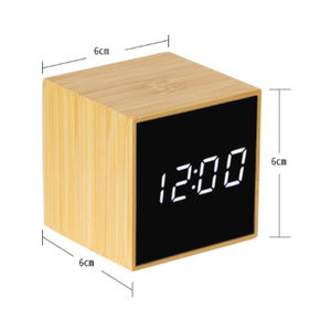 Đèn <span class=keywords><strong>LED</strong></span> Kỹ Thuật Số Bằng Gỗ Mini Với Màn Hình Hiển Thị Nhiệt Độ Độ Sáng Có Thể Điều Chỉnh <span class=keywords><strong>Cube</strong></span> Snooze Đồng Hồ Báo Thức Bàn & Đồng Hồ Để Bàn - Product Image 2