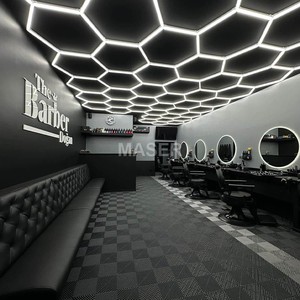 Luces de trabajo de panal LED con atenuación hexagonal comercial, luz de techo para gimnasio, barbería, garaje - Product Image 3