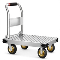 Chariot à plateforme silencieux en acier inoxydable avec roues industrielles de 5 pouces pour entrepôt et usine