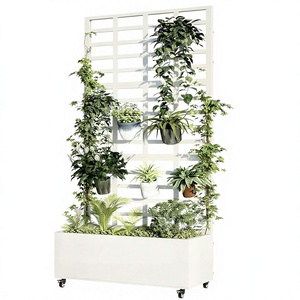 Fioriera in Alluminio di Alta Qualità con Traliccio, Impermeabile, Durevole, Bianca, per <span class=keywords><strong>Piante</strong></span> Rampicanti, Schermo Privacy con Fori di Drenaggio - Product Image 1