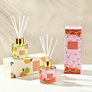 Diffuseur de parfum d'ambiance en verre avec bâtonnets pour huiles essentielles, parfum fruité rafraîchissant, avec coffret cadeau exquis - Product Image 4