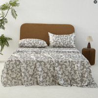 Parures de draps en satin imprimé léopard avec logo personnalisé, ensemble de literie luxueux et soyeux pour la maison et l'hôtel, drap plat, drap-housse, taies d'oreiller