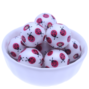 Moda grande a granel forma redonda Rojo Negro 20MM acrílico plástico mariquitas Bubblegum cuentas para lindo collar - Product Image 1