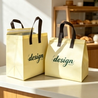 Sac à lunch personnalisé en non-tissé laminé imperméable avec doublure en aluminium, isotherme réutilisable pour la livraison d'épicerie
