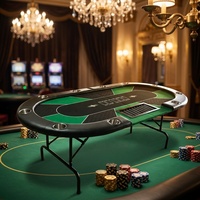 Table de poker pliable de style casino à bas prix en Chine, avec tapis confortable et éclairage LED