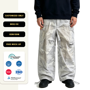 TaiDe Wholesale Clothing Manufacturer Men Gray Camo Cargo Pants Multi Pocket Camouflage Streetwear Baggy Wide Leg <strong>Trousers</strong> - Product Image 1