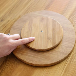 Bamboo Turntable <b>Tray</b> <b>Small</b> Round Lazy Susan Serving <b>Tray</b> For Dining Table Hotel Coffee Tea Light Yellow Solid Color - Product Image 4
