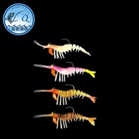 3.5g 7.1g 9.5g Nouveau leurre appât poisson et insecte appât souple crevettes souples avec crochet nager gel de silice Simulation appât pour crevettes LQSL1331