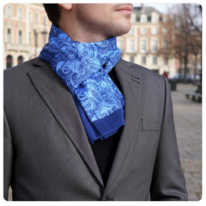 Exve Exclusive Bufanda de punto de doble cara con estampado digital de diseño de chal azul marino AE3463 - Product Image 3
