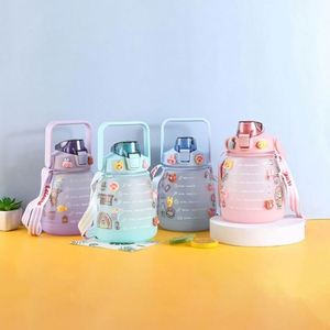 Bouteille d'eau sport de 1300 ml à dégradé de couleurs, à large goulot, de qualité alimentaire, résistante aux hautes températures, avec paille - Product Image 3