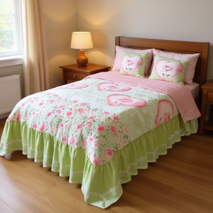 Couette double Kora en coton, taille matrimoniale, imprimée, style classique, pour toutes les saisons, literie pour la maison - Product Image 2