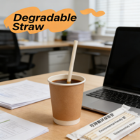 Pailles jetables biodégradables écologiques en PLA, 190 mm, 230 mm, 6 mm, à pointe effilée, pour bubble tea, café, jus