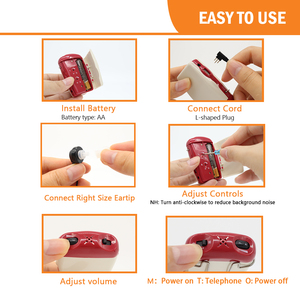 Appareil auditif ForSound Good As Signia Super Power 3 broches, portable, de poche, pour perte auditive sévère, couleur rouge - Product Image 5
