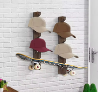 Porte-chapeaux mural en bois, support de rangement multi-emplacements pour casquettes de baseball, organisateur de placard, présentoir mural en bois