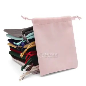 Shero Colorful Custom Logo Velvet Drawstring Jewelry Pouches Perfume Cosmetic Bag Soft Gift Velvet Pouch Wholesale
