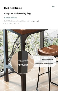 Conjunto de Mesa y Sillas de Bar para Balcón, Estilo Moderno e Informal, Banco de Madera Estrecho para Pared, Ideal para Cafeterías y Tiendas de Té con Leche, Combinación de Mesa Alta - Product Image 2