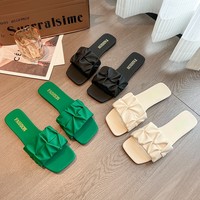 Vente flash - Pantoufles de luxe pour femmes, sandales plates décontractées pour femmes, cuir PVC de haute qualité, pantoufles de luxe pour femmes