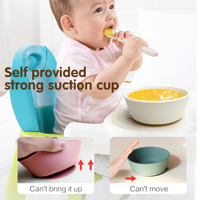 Ensemble de 7 pièces en silicone pour bébé, sans BPA, assiettes à ventouse, bol, bavoir, set de table, cuillère, fourchette, tasse à bec, kit de vaisselle pour tout-petits - Vente en gros