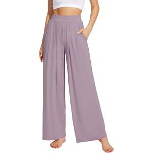 Pantalon Palazzo Large Femme en Viscose Bambou Confortable avec Poches pour Détente et Sommeil – Tailles S à XXL – Vente en Gros - Product Image 1