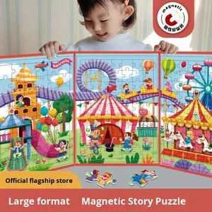 Puzzle magnétique pliable en papier grand format pour enfants de 3 à 6 ans, livre silencieux pour la concentration, <span class=keywords><strong>petit</strong></span> cadeau pour garçons et filles, éducation précoce - Product Image 2