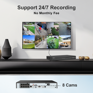 Sistema de Câmeras de Segurança Externas POE 5MP com 6 Câmeras, NVR de 8 Canais, HDD de 2TB, Detecção de Pessoas e Veículos, Luz Dupla Inteligente, Estoque nos EUA - Product Image 3