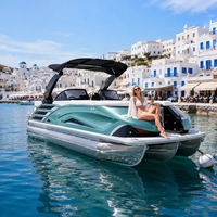 Bateau ponton de 22 pieds, série sportive 12 personnes, prêt pour moteur hors-bord électrique, option essence, homologué CE, croisière silencieuse sur lac, fête en famille, pêche