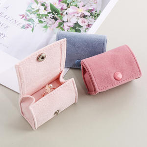 Boîte à bijoux rectangulaire en velours pour femme avec logo personnalisé, vente en gros, tendance, portable, pour rangement de boucles d'oreilles et bijoux - Product Image 6