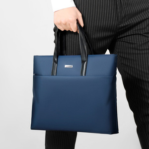 Sac pour ordinateur portable imperméable en Oxford, mallette d'affaires, grande capacité, léger, minimaliste, 15,6 pouces, sacoches pour hommes, cuir véritable - Product Image 4