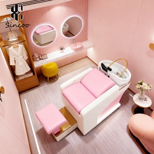 Alta Qualidade Beleza Confortável Shampoo Cadeira Cama com Apoio Para Os Pés Rosa Colorblock Lay Down <span class=keywords><strong>Salon</strong></span> Água Circulação Shampoo Cadeira - Product Image 2