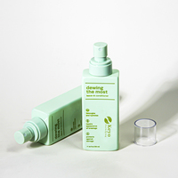 Flacon pompe cosmétique de luxe personnalisé pour soins continus, en plastique vert carré, pour corps et cheveux, avec pulvérisateur fin, emballage