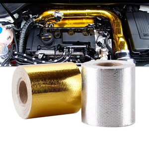 Cinta de aluminio dorada y plateada de 5 cm x 5 m, aislamiento térmico, tela de fibra resistente a altas temperaturas para tubo de escape y campana extractora - Product Image 3