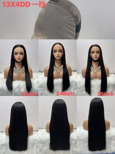 Pelucas de Cabello Humano Liso con Frente de Encaje 13x4, de 22, 24, 26 Pulgadas, Cabello Virgen Brasileño, Pre-Desplumadas para Mujeres Negras - Product Image 6