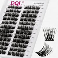 Kit de cils individuels DIY, extensions de cils, tige en coton noir, fibre PBT, longueurs mixtes