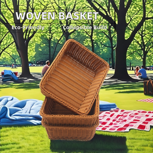 Cesto di plastica in Rattan tessuto a mano cesto di plastica <span class=keywords><strong>moderno</strong></span> per la casa e snack di frutta - Product Image 5