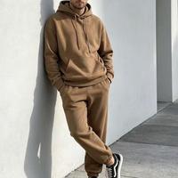 Setelan Hoodie dan Celana Panjang Gaya Amerika, Model Longgar, 2 potong, polos, tanpa merek (Cut Out Middleman)