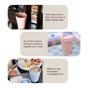 Taza de café de silicona <span class=keywords><strong>apta</strong></span> para lavavajillas y microondas, tazas de café reutilizables portátiles de 12 oz - Product Image 2