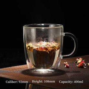 Tazas <span class=keywords><strong>de</strong></span> Café <span class=keywords><strong>de</strong></span> Vidrio <span class=keywords><strong>de</strong></span> Borosilicato <span class=keywords><strong>de</strong></span> Doble Pared Personalizadas al por Mayor, Aislantes del Calor para Agua, Jugo, Té Verde, Vaso para Beber - Product Image 2