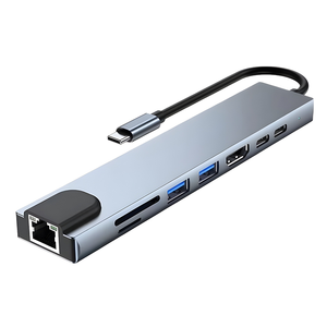 Hub adaptor Multi-port USB Tipe C, Hub pengisian daya PD Multi-port 8-in-1 USB Tipe C Hub dengan 4K HDTV HDMI USB 3.0 SD - Product Image 1