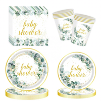 Assiettes et nappes jetables en papier sur le thème de la Salvia Officinalis pour baby shower – Articles de fête écologiques très demandés