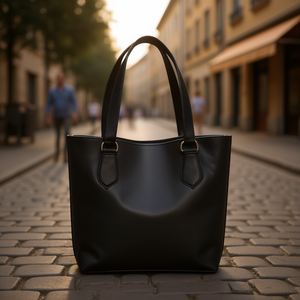 Bolso de Mano Fana Lorena de Cuero Vacuno Negro con Dos Asas, Forro de Cuero Genuino, Estilo Vintage, Bolso Tote para Mujer, Uso Diario - Product Image 2